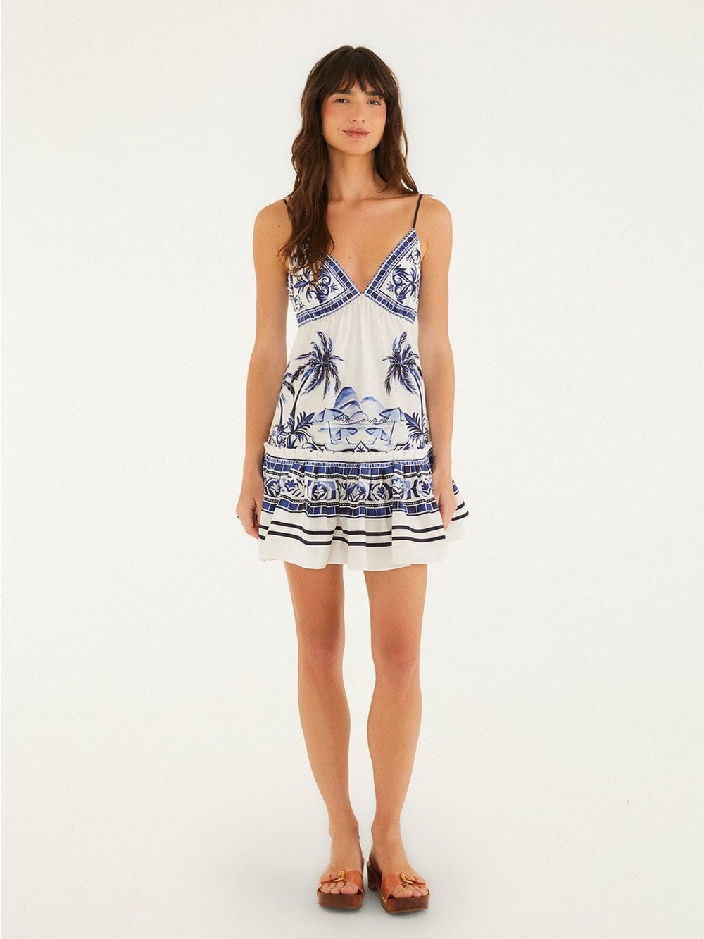 FARM Rio Blue and White Tropical Mini Dress